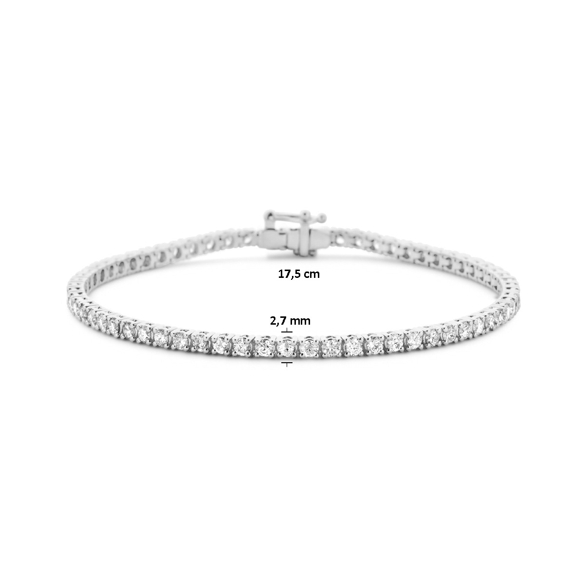 Witgouden tennisarmband met made diamonds 3.00 crt - Lengte 17.5 cm