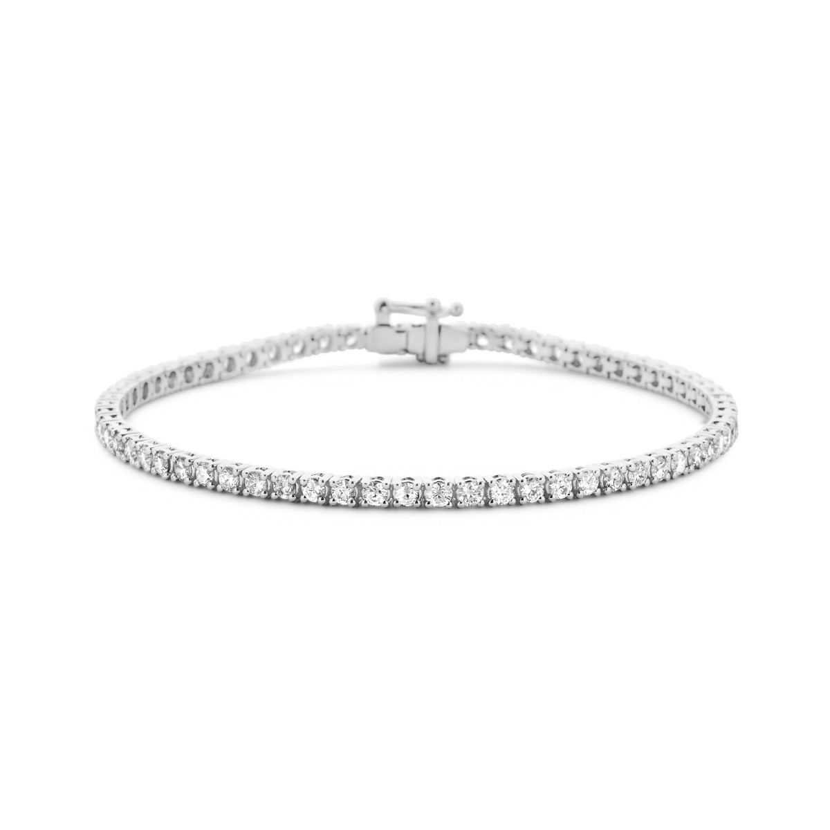 Witgouden tennisarmband met made diamonds 3.00 crt - Lengte 17.5 cm