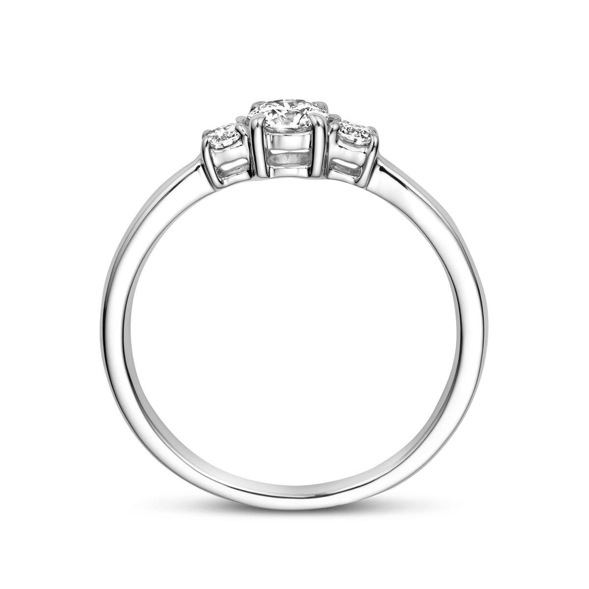 Witgouden trilogy ring met lab grown diamonds 0.46 crt