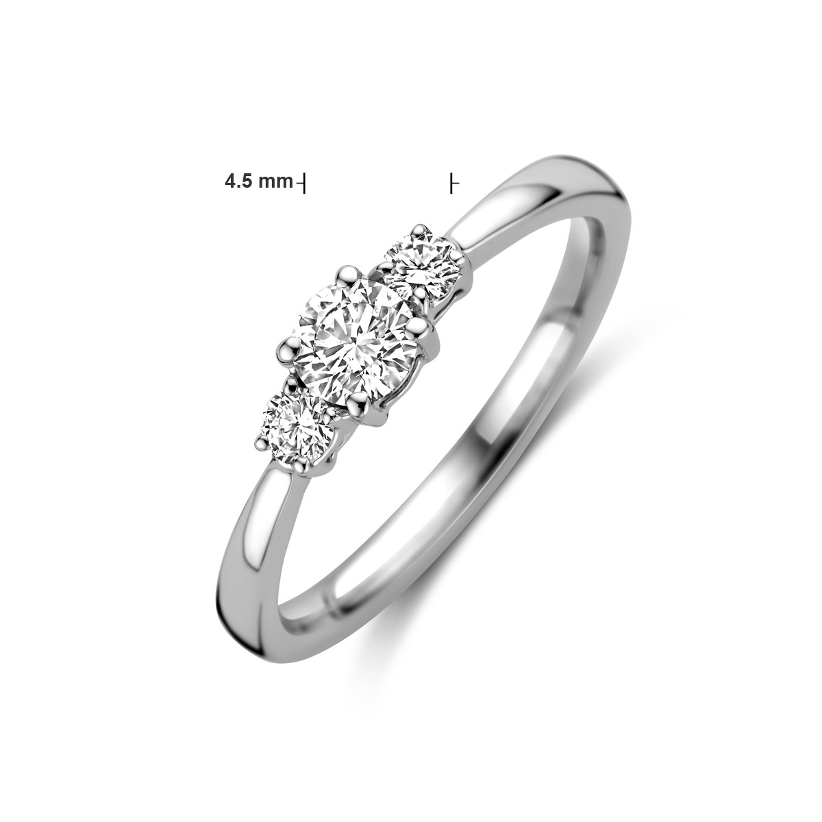 Witgouden trilogy ring met lab grown diamonds 0.46 crt