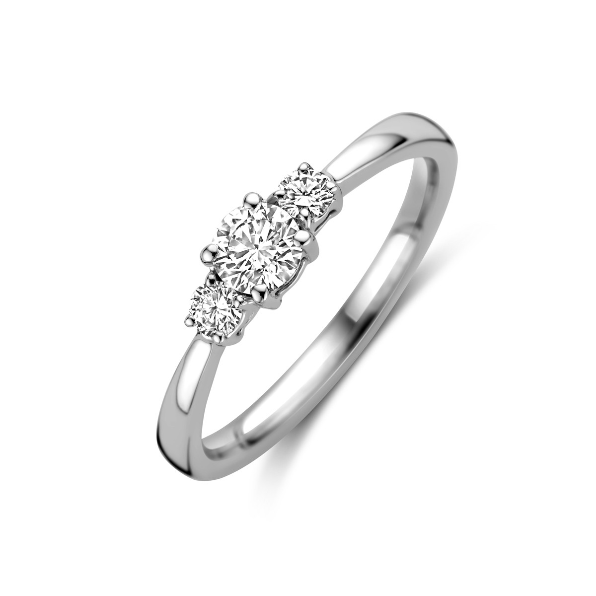 Witgouden trilogy ring met lab grown diamonds 0.46 crt