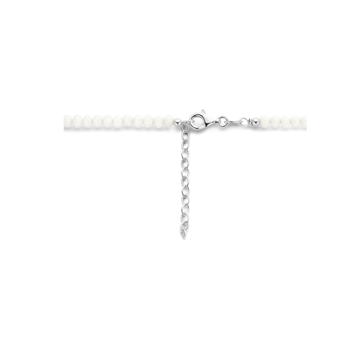 Witte kralen ketting van glas met 925 zilveren sluiting 3 mm breed - Lengte 40-44 cm