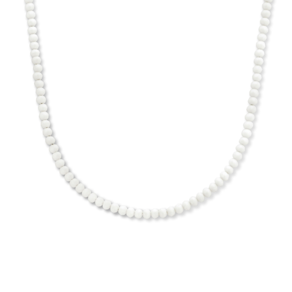 Witte kralen ketting van glas met 925 zilveren sluiting 3 mm breed - Lengte 40-44 cm
