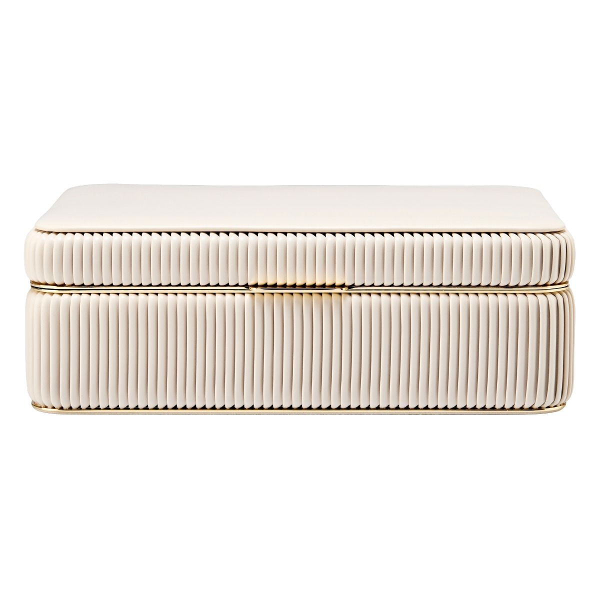 WOLF1834 Bella 781053 medium beige sieradendoos van vegan leer geribbeld patroon