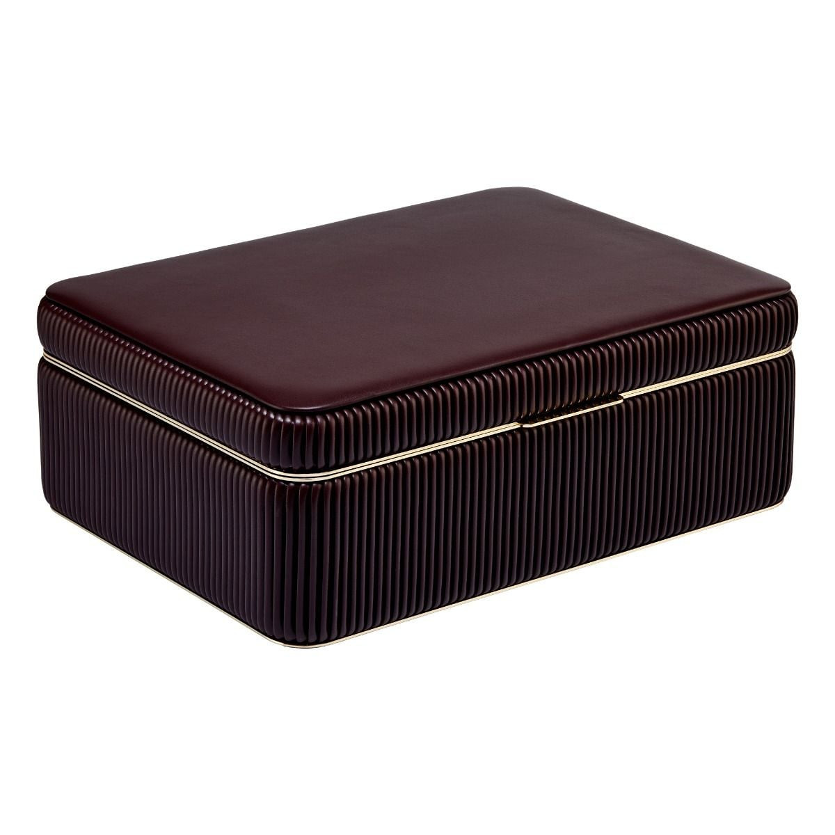 WOLF1834 Bella 781226 large vegan leren sieradendoos in geribbeld bordeaux rood