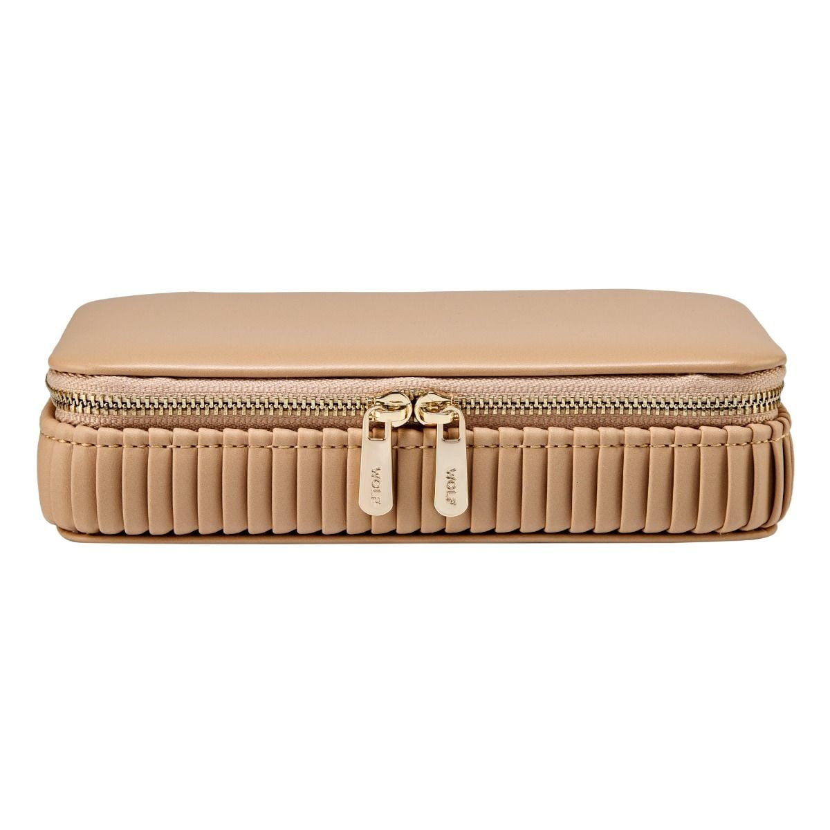 WOLF1834 Bella 781329 sieradenorganizer beige roze bruin vegan leer geribbeld patroon