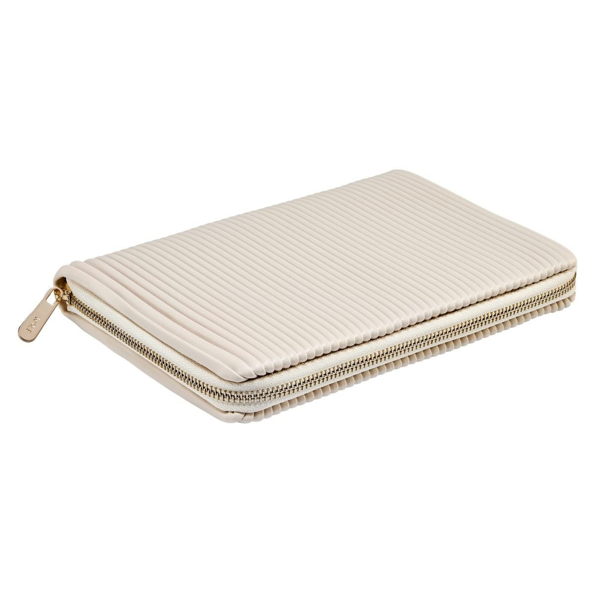 WOLF1834 Bella 781453 beige-wit sieradenetui van vegan leer met geribbeld patroon