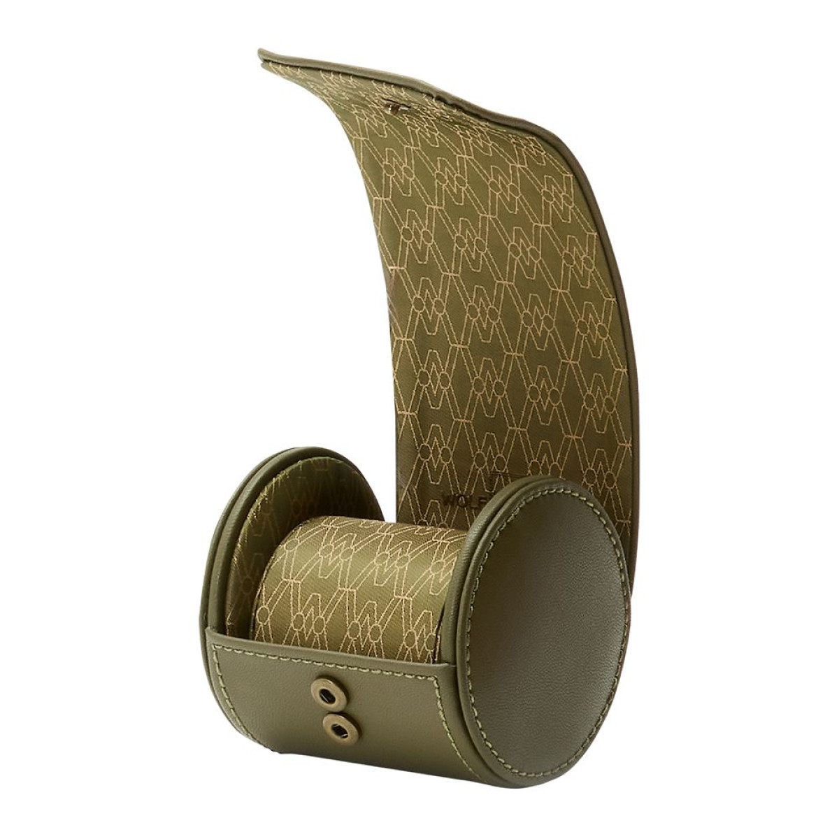 WOLF1834 Earth 190841 groene watch roll van vegan appelleer met druksluiting - voor 1 horloge