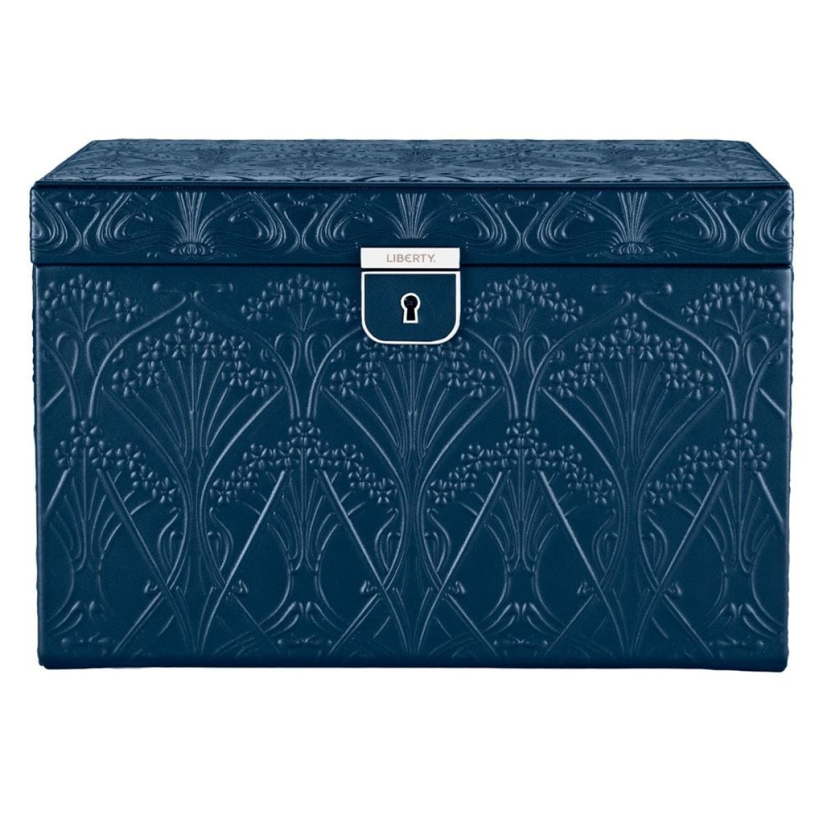 WOLF1834 Liberty 381017 large blauwe sieradendoos met spiegel slot en Ianthe bloemenprint