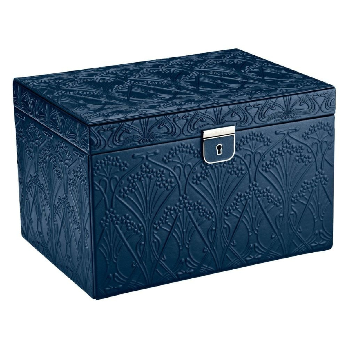 WOLF1834 Liberty 381017 large blauwe sieradendoos met spiegel slot en Ianthe bloemenprint