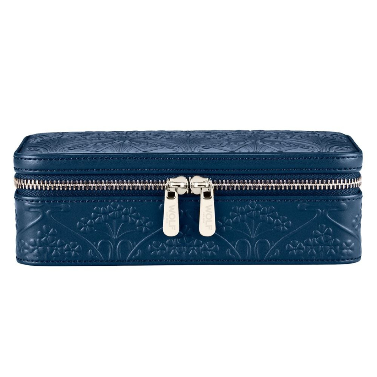 WOLF1834 Liberty 381217 medium blauwe bloemen sieradendoos met lichtblauwe bekleding en etui