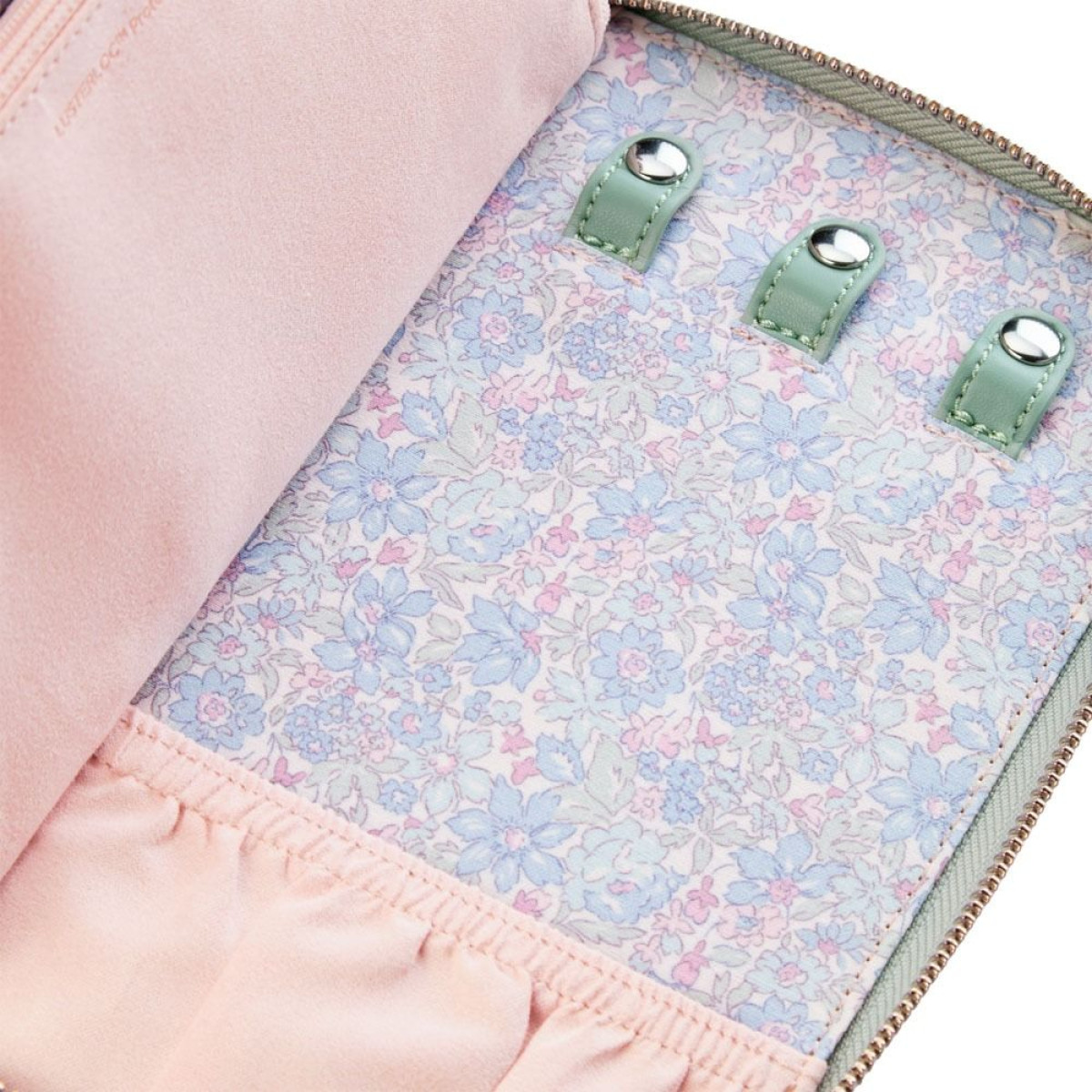 WOLF1834 Liberty 381451 groen sieradenreisetui met zilverkleurige details en bloemen patroon