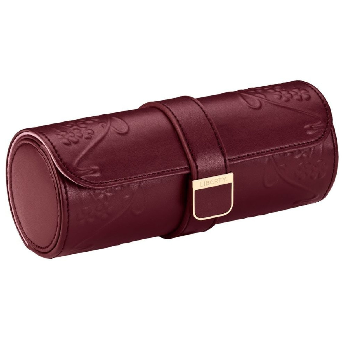 WOLF1834 Liberty 381527 bordeaux rode watch roll met bloemen patroon en roze binnenzijde - voor 3 horloges
