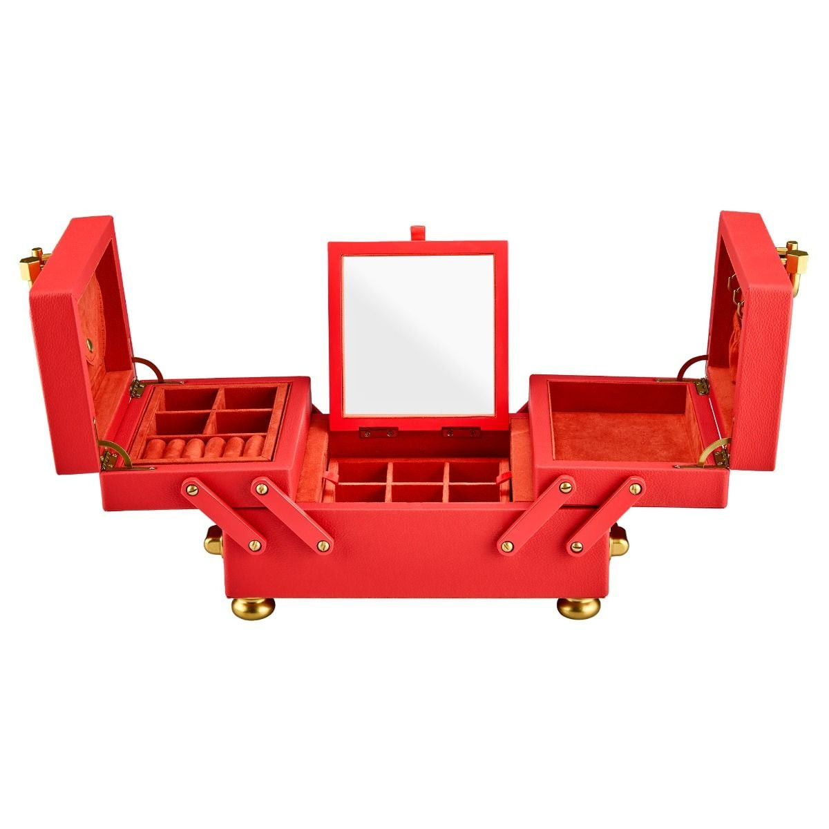 WOLF1834 Marla Aaron 730100 rode jewelry box met oranje binnenzijde en uitklapbaar