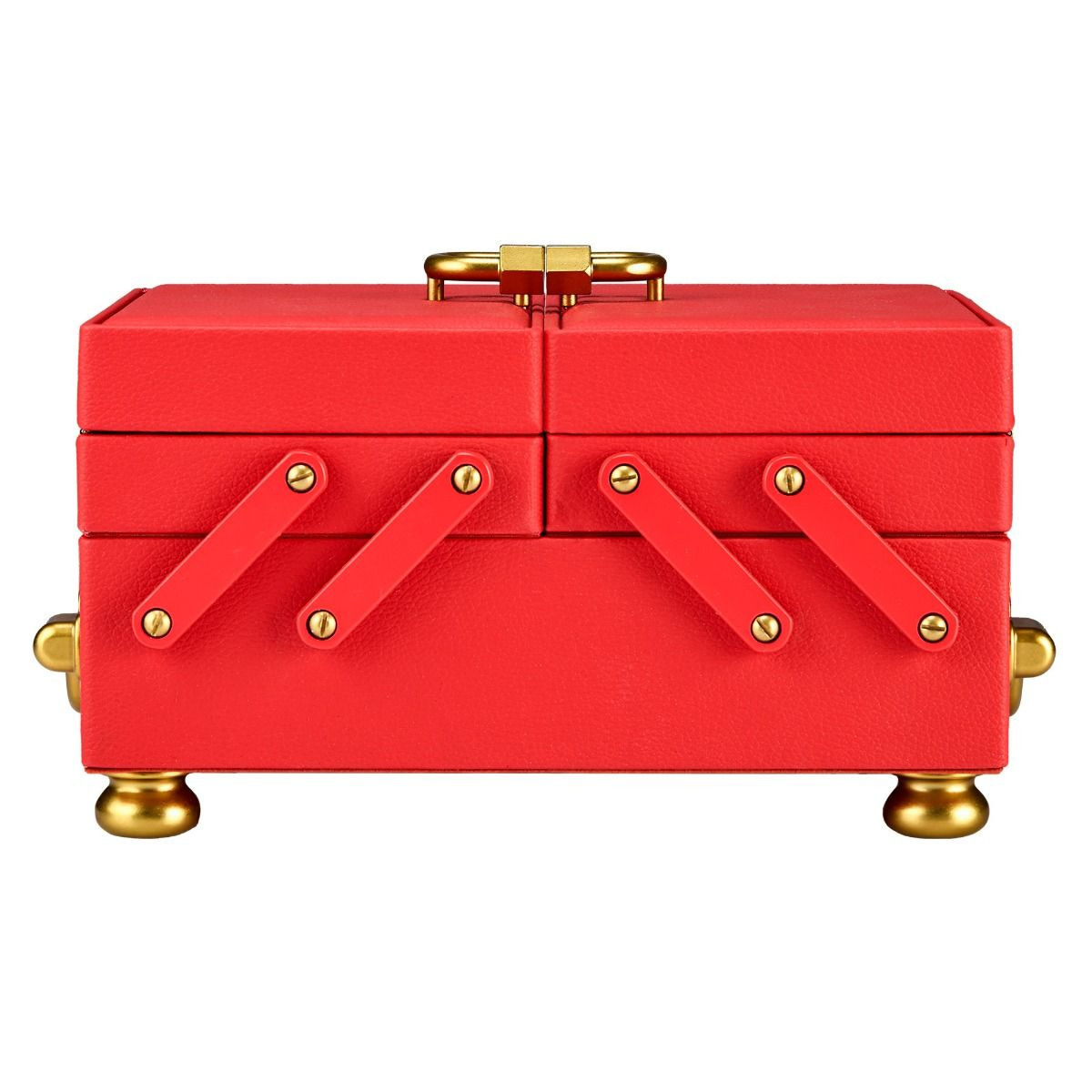 WOLF1834 Marla Aaron 730100 rode jewelry box met oranje binnenzijde en uitklapbaar