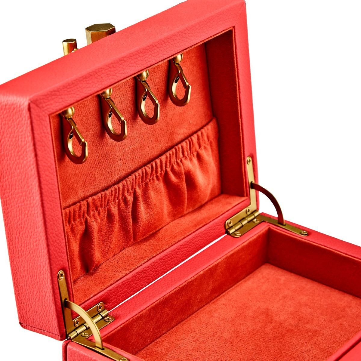 WOLF1834 Marla Aaron 730100 rode jewelry box met oranje binnenzijde en uitklapbaar