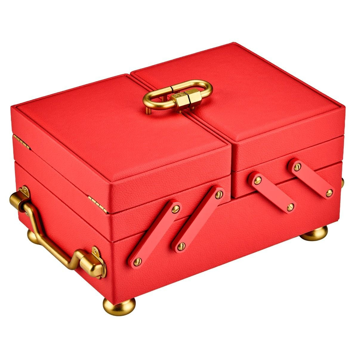 WOLF1834 Marla Aaron 730100 rode jewelry box met oranje binnenzijde en uitklapbaar