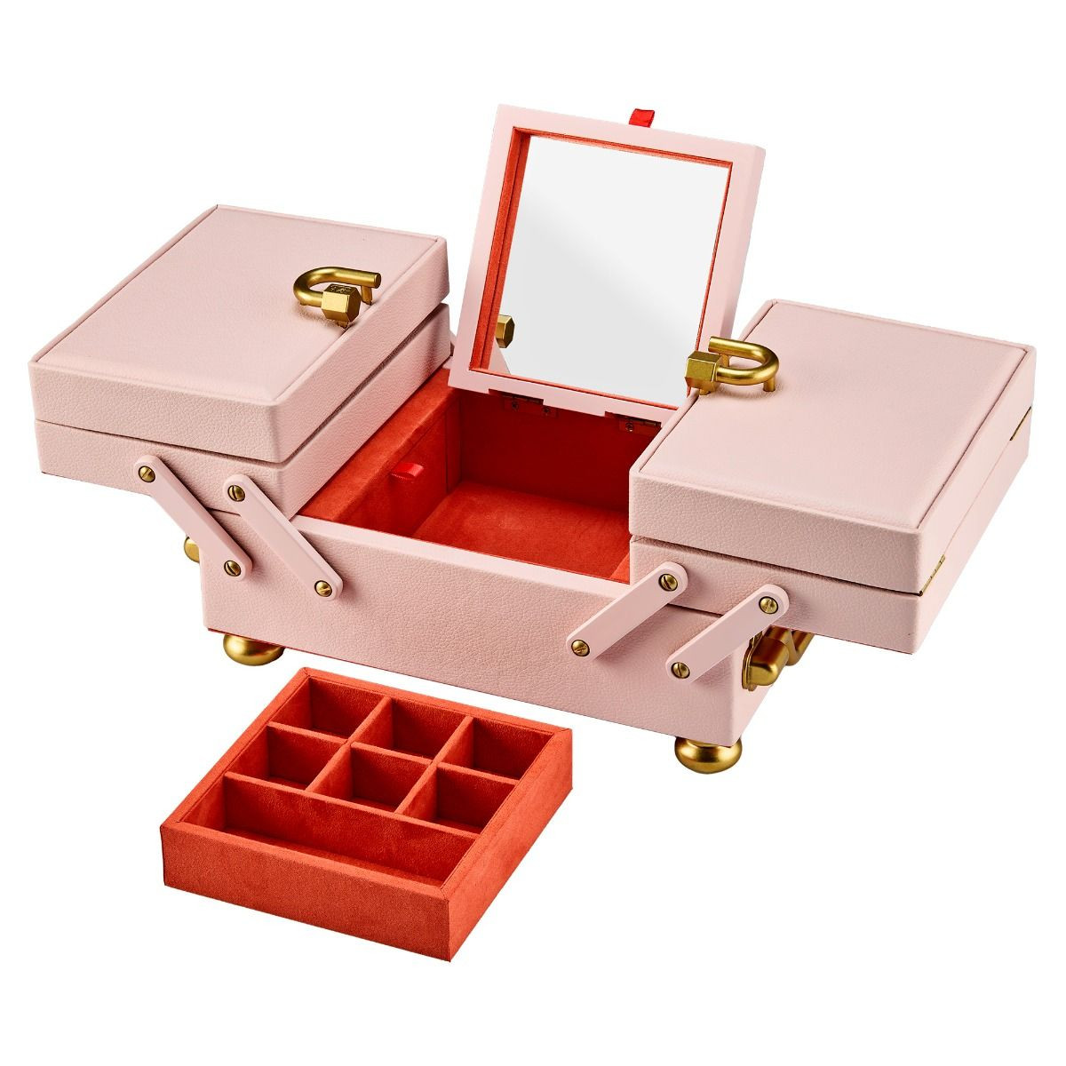 WOLF1834 Marla Aaron 730300 roze jewelry box van vegan leer met oranje binnenzijde