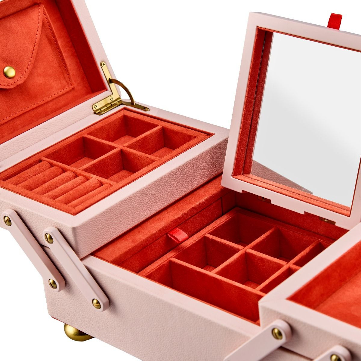 WOLF1834 Marla Aaron 730300 roze jewelry box van vegan leer met oranje binnenzijde