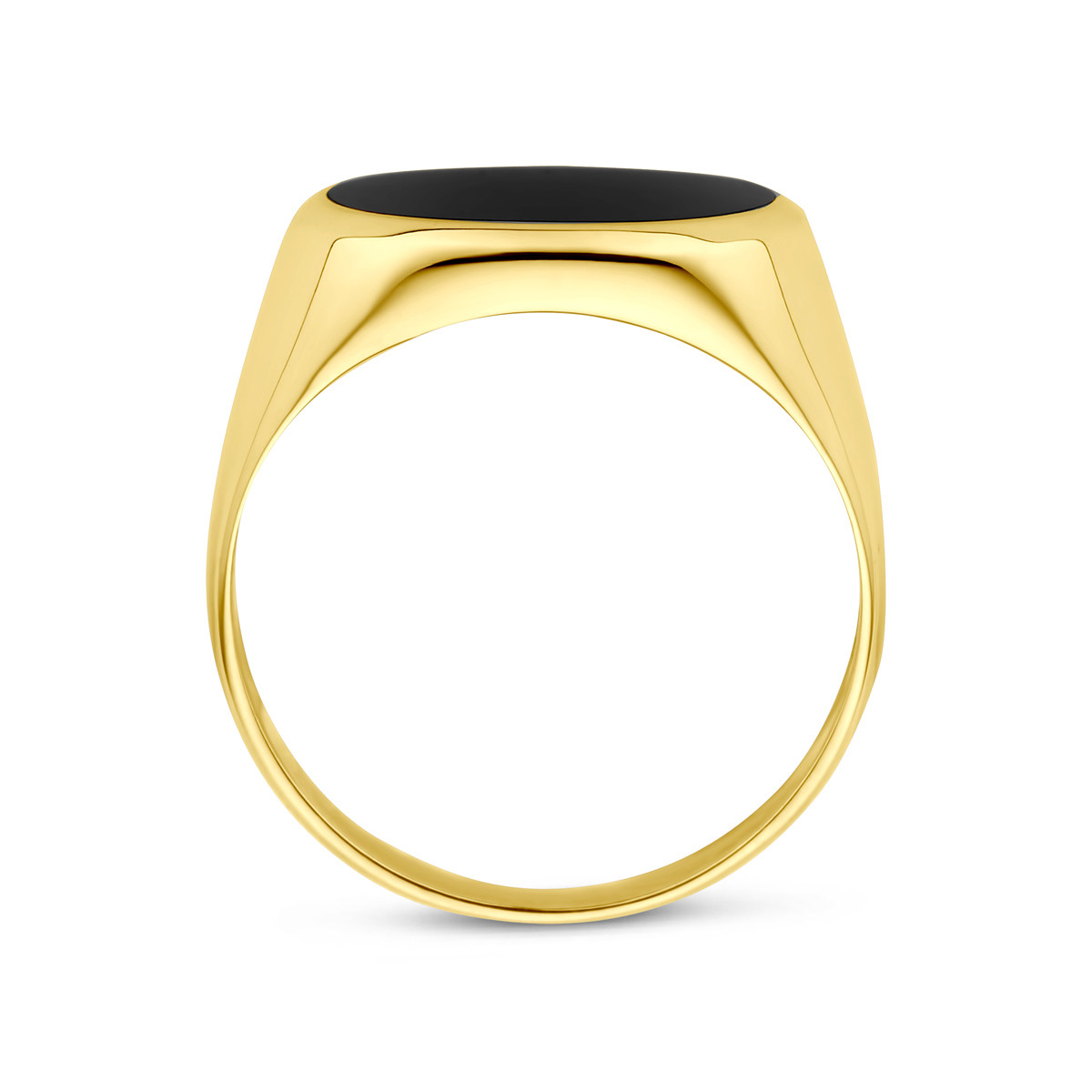 14-karaat gouden zegelring met ovale onyx glanzend afgewerkt 11 mm breed