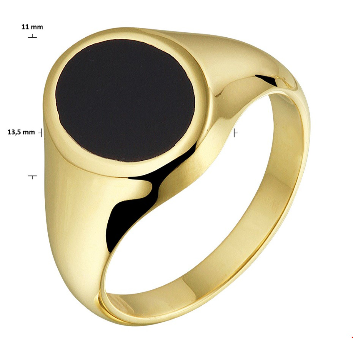 Zegelring dames goud met onyx massief