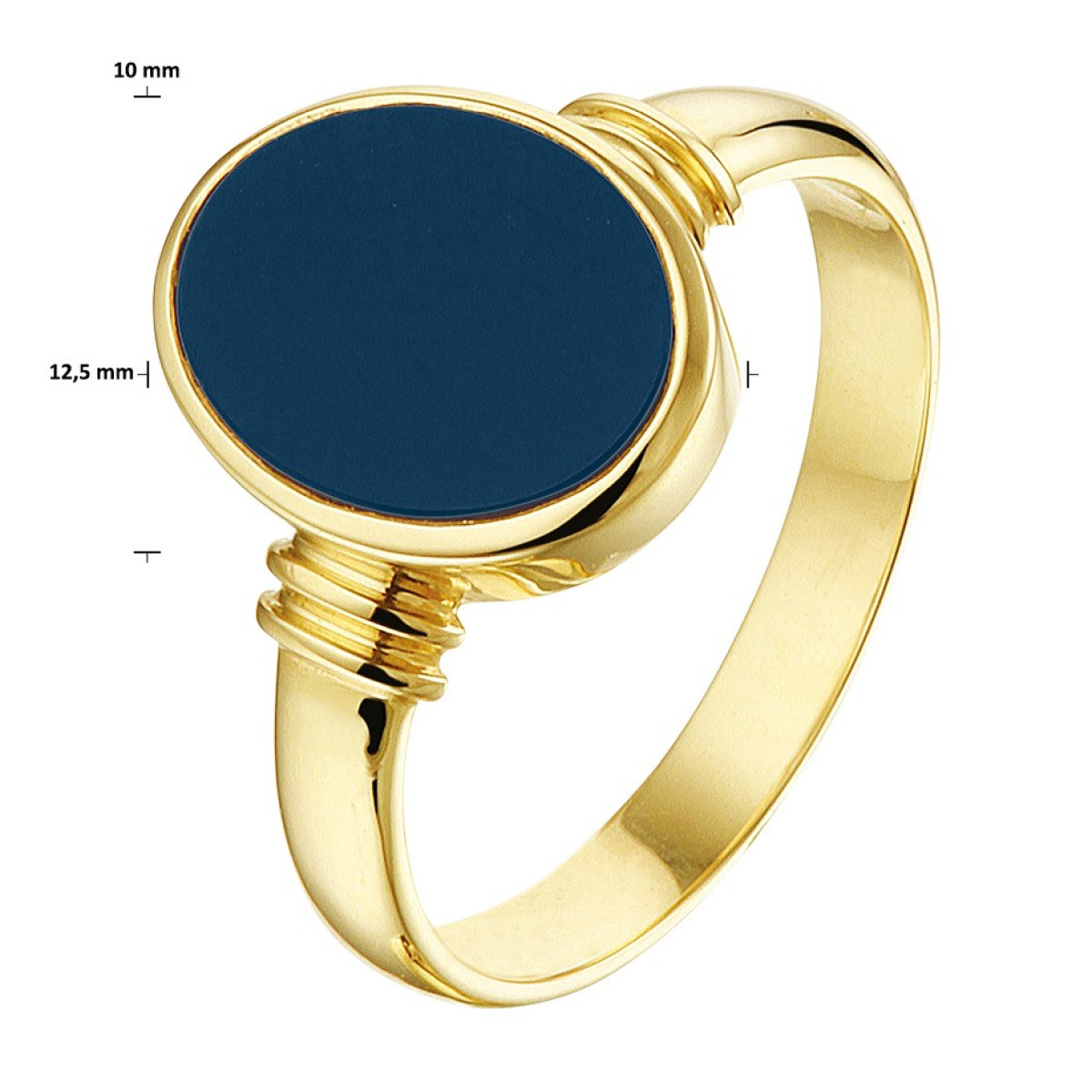 Zegelring goud dames blauwe steen massief