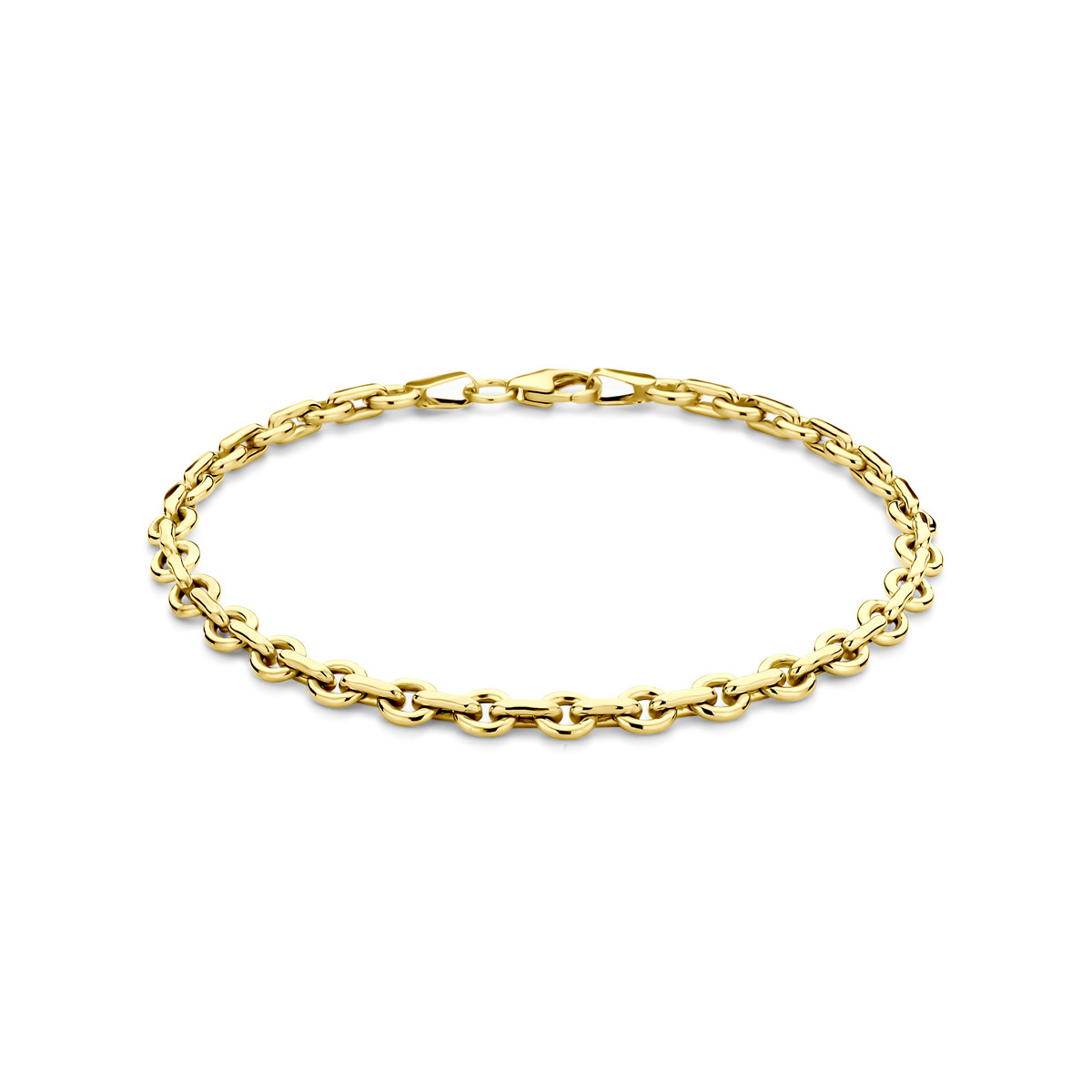 Zilgold armband met anker schakels massief 4.5 mm breed - Lengte 19 cm