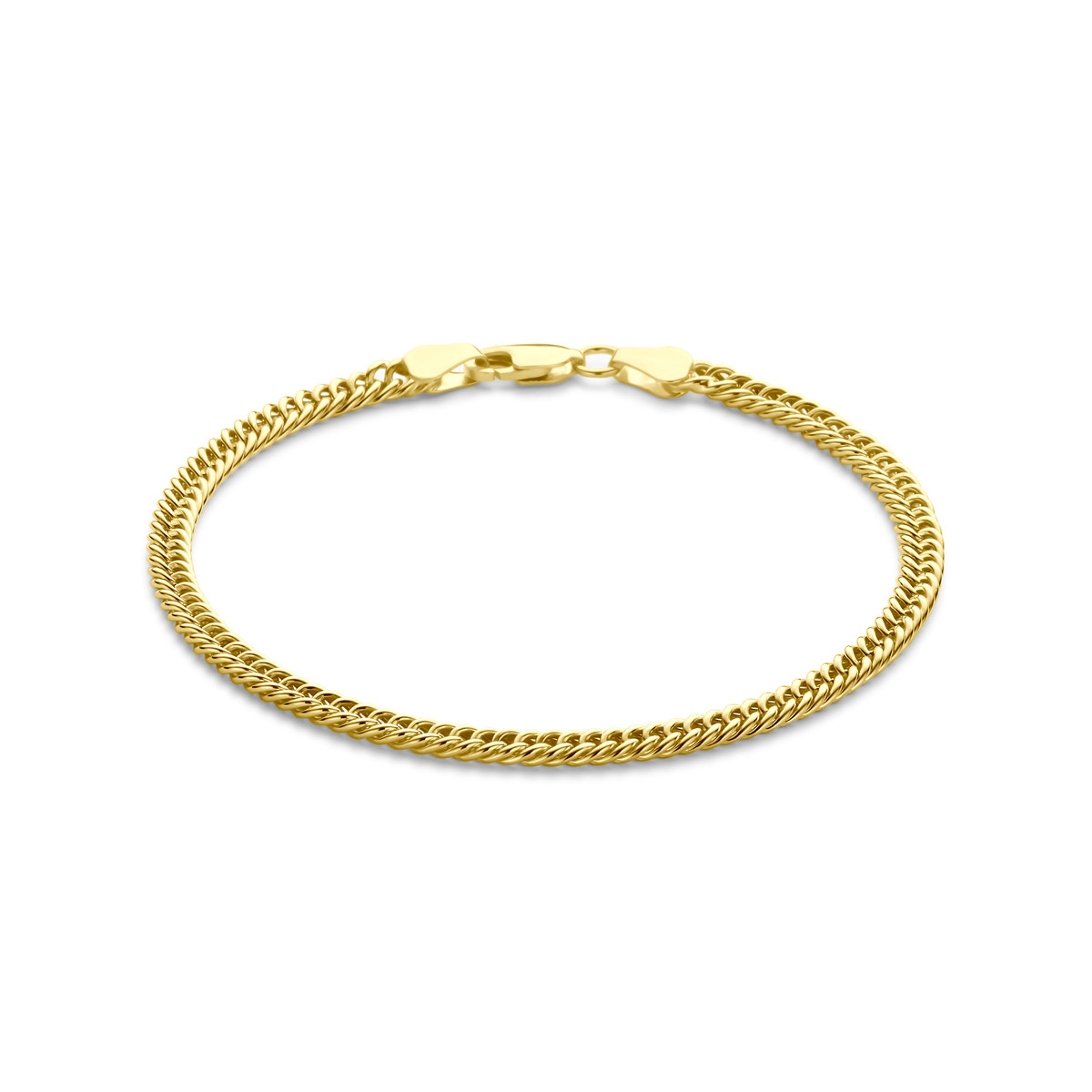 Zilgold armband met gourmet schakels massief glanzend 3.8 mm breed - Lengte 19 cm
