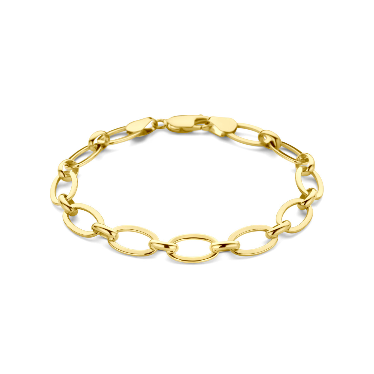 Zilgold schakelarmband massief met anker schakels van 8.5 mm breed - Lengte 19 cm