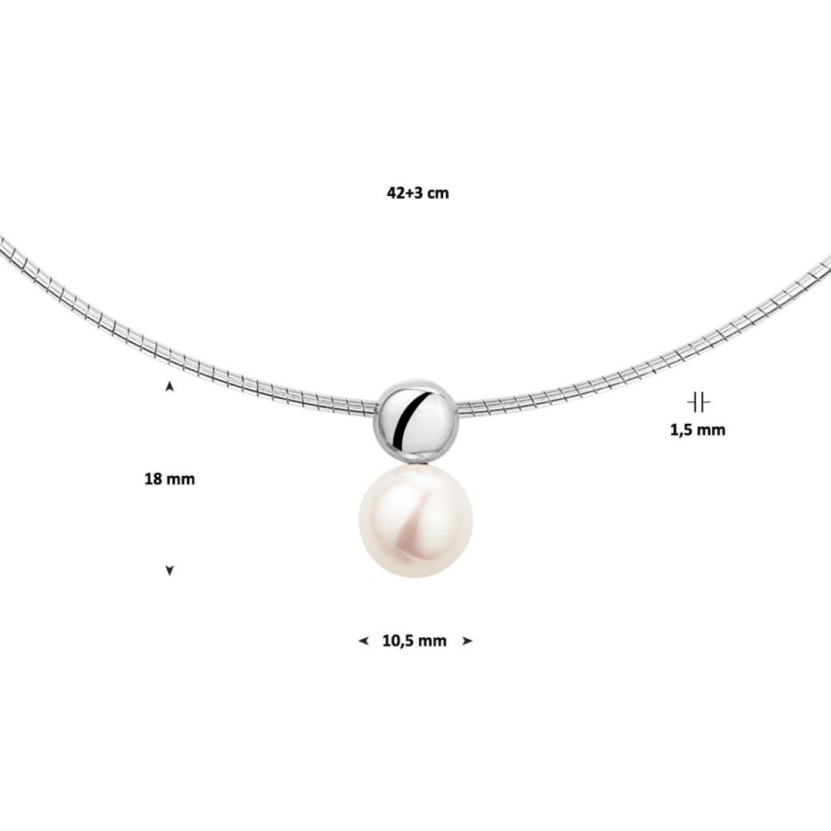 Zilveren 925 edelsteen ketting met parel