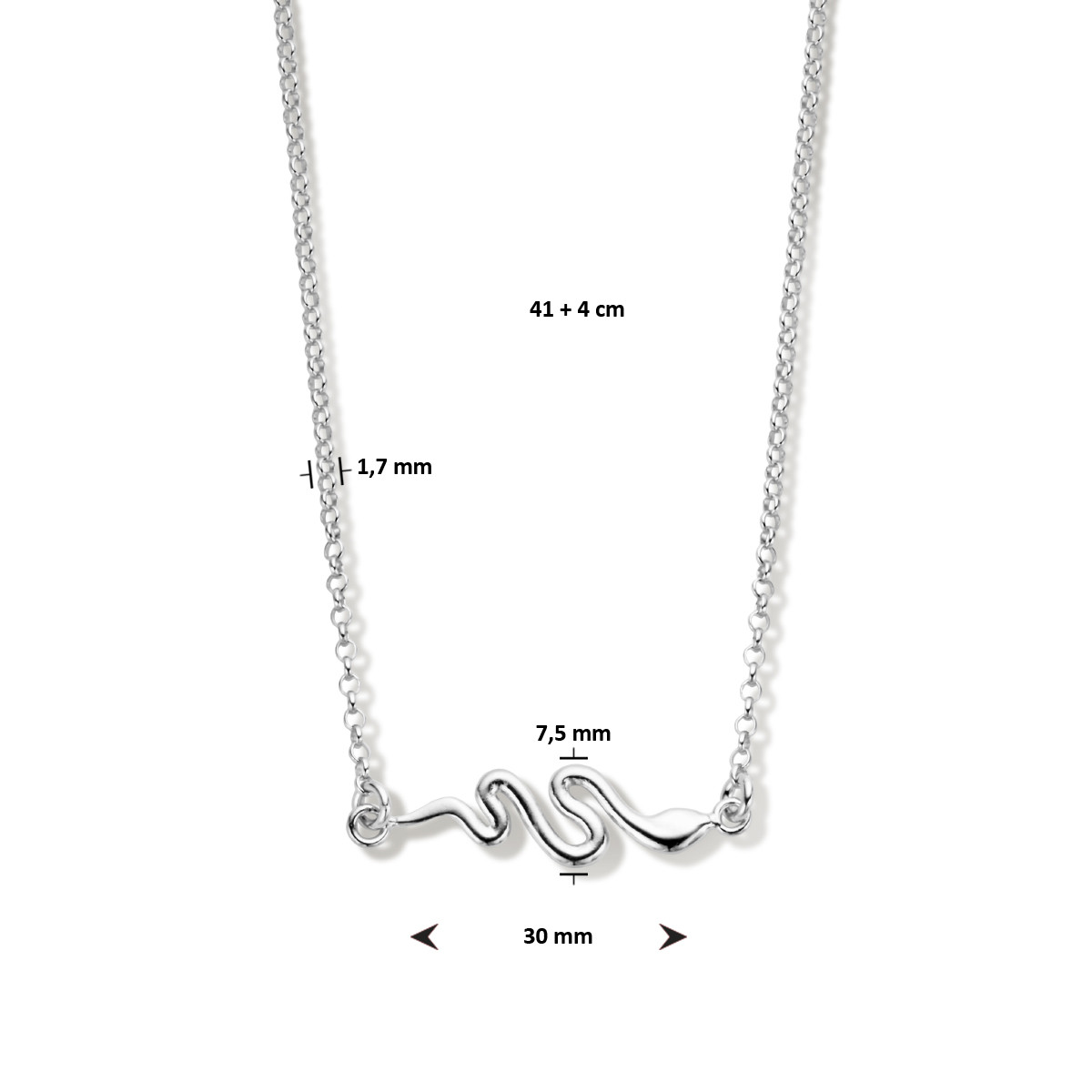 Zilveren 925 ketting met slang hanger 1.7 mm breed - Lengte 41 cm-45 cm