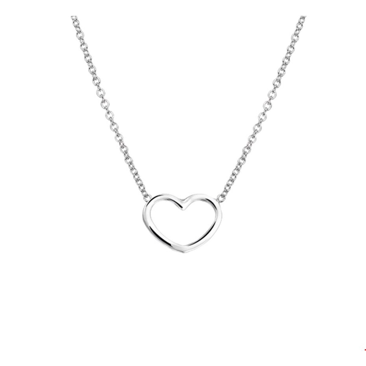 Zilveren anker ketting hartje 46 cm met 12x9 mm