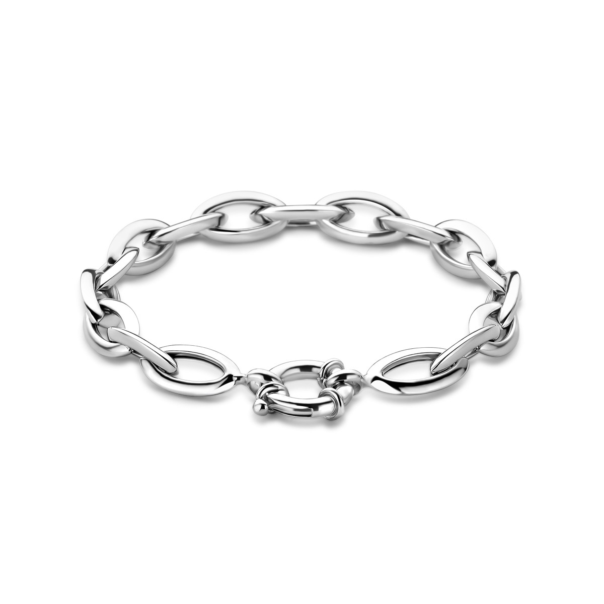 Zilveren anker schakelarmband met springslot 9.5 mm breed - Lengte 20 cm