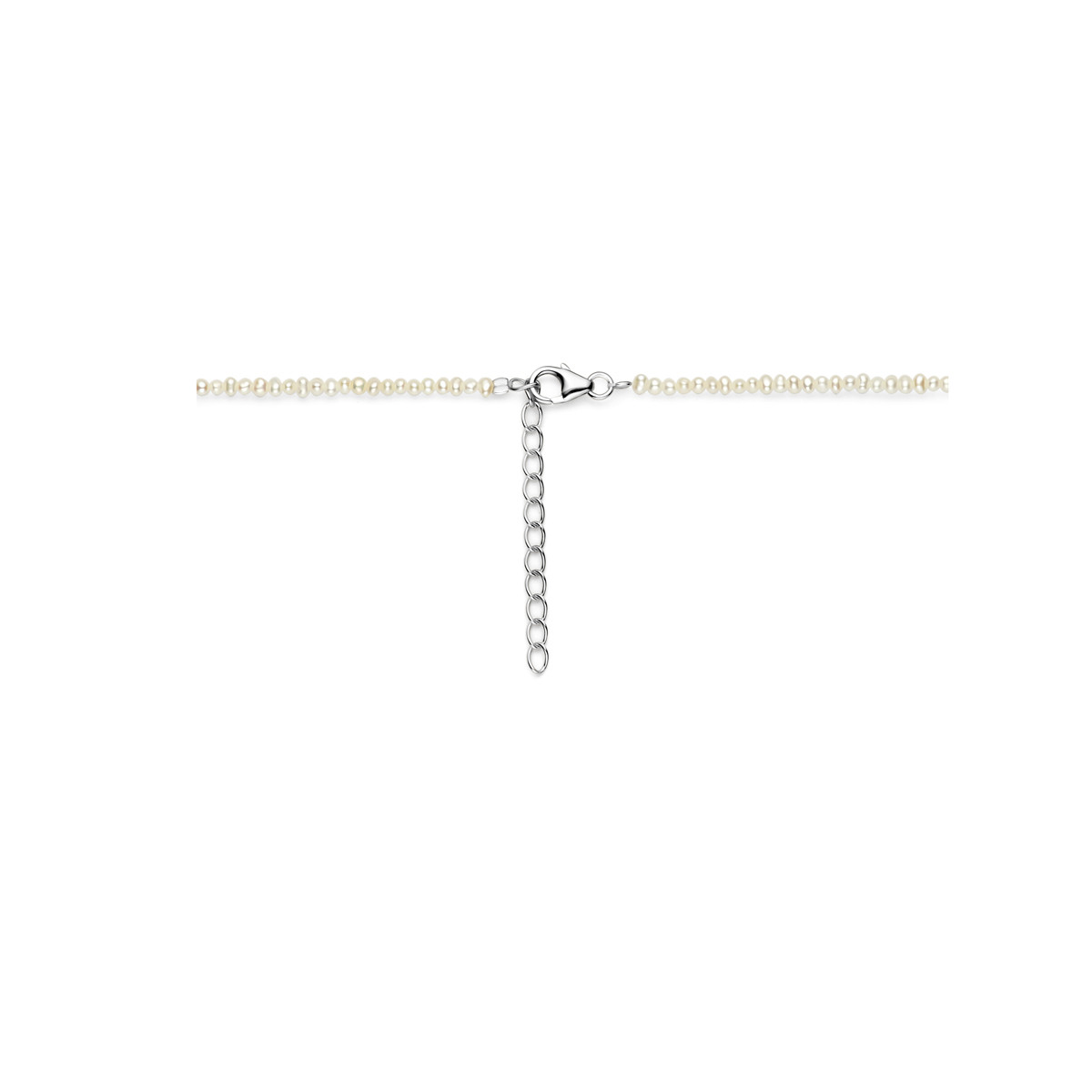 Zilveren ankercollier met witte parels 2.5 mm - Lengte 41-45 cm