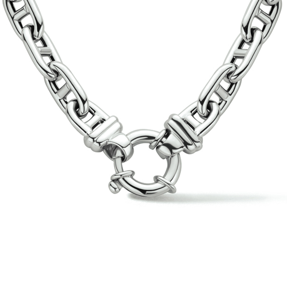 Zilveren ankerketting 7.6 mm breed met veerslot - Lengte 45 cm