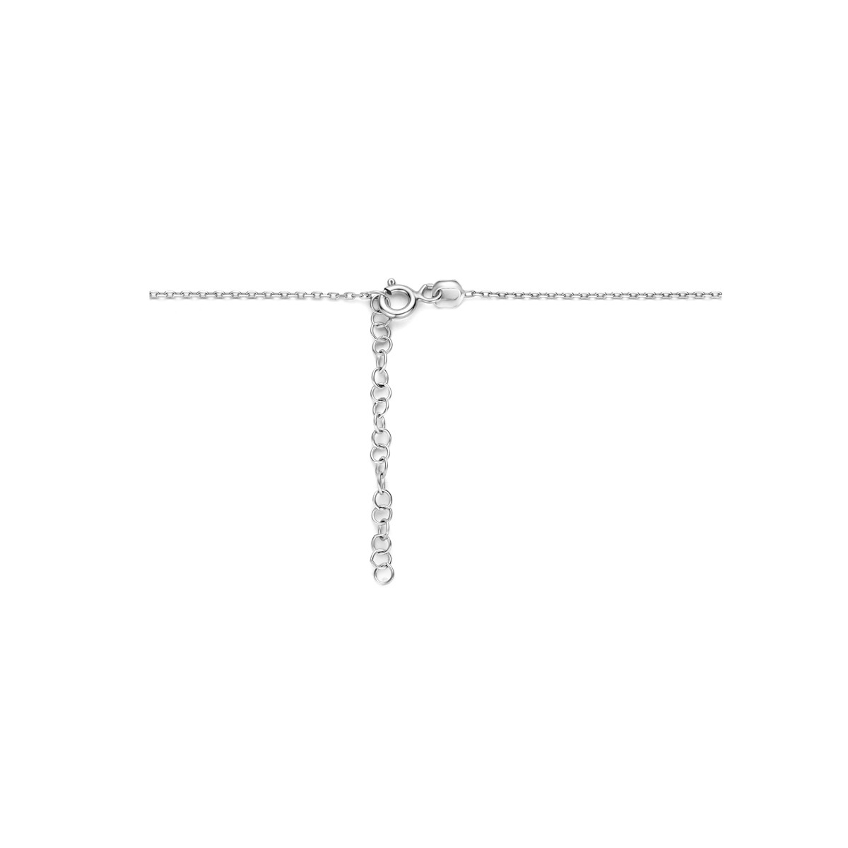 Zilveren ankerketting met ronde zirkonia hanger - Lengte 41 + 4 cm