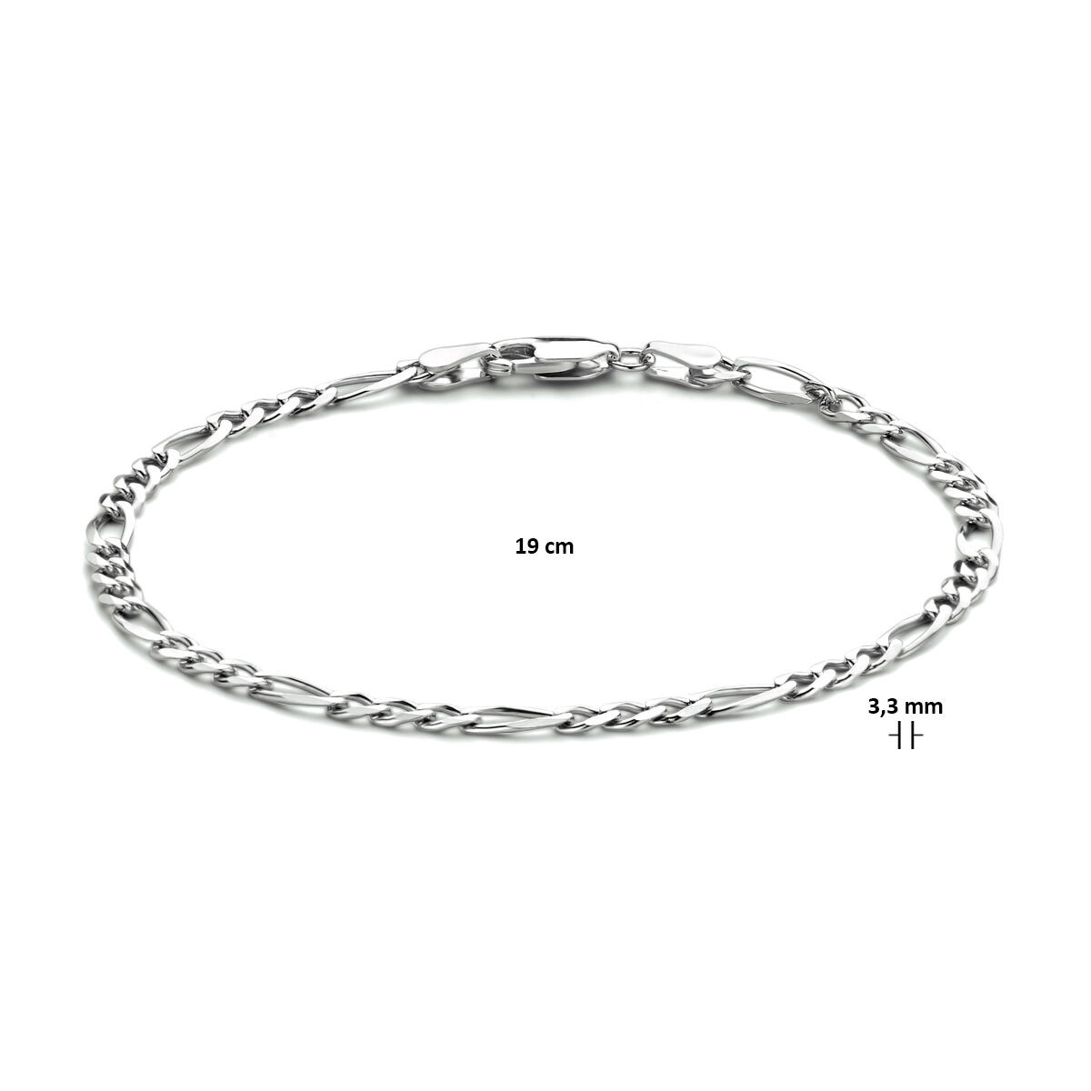 Zilveren armband met figaroschakel 3.3 mm 19 cm