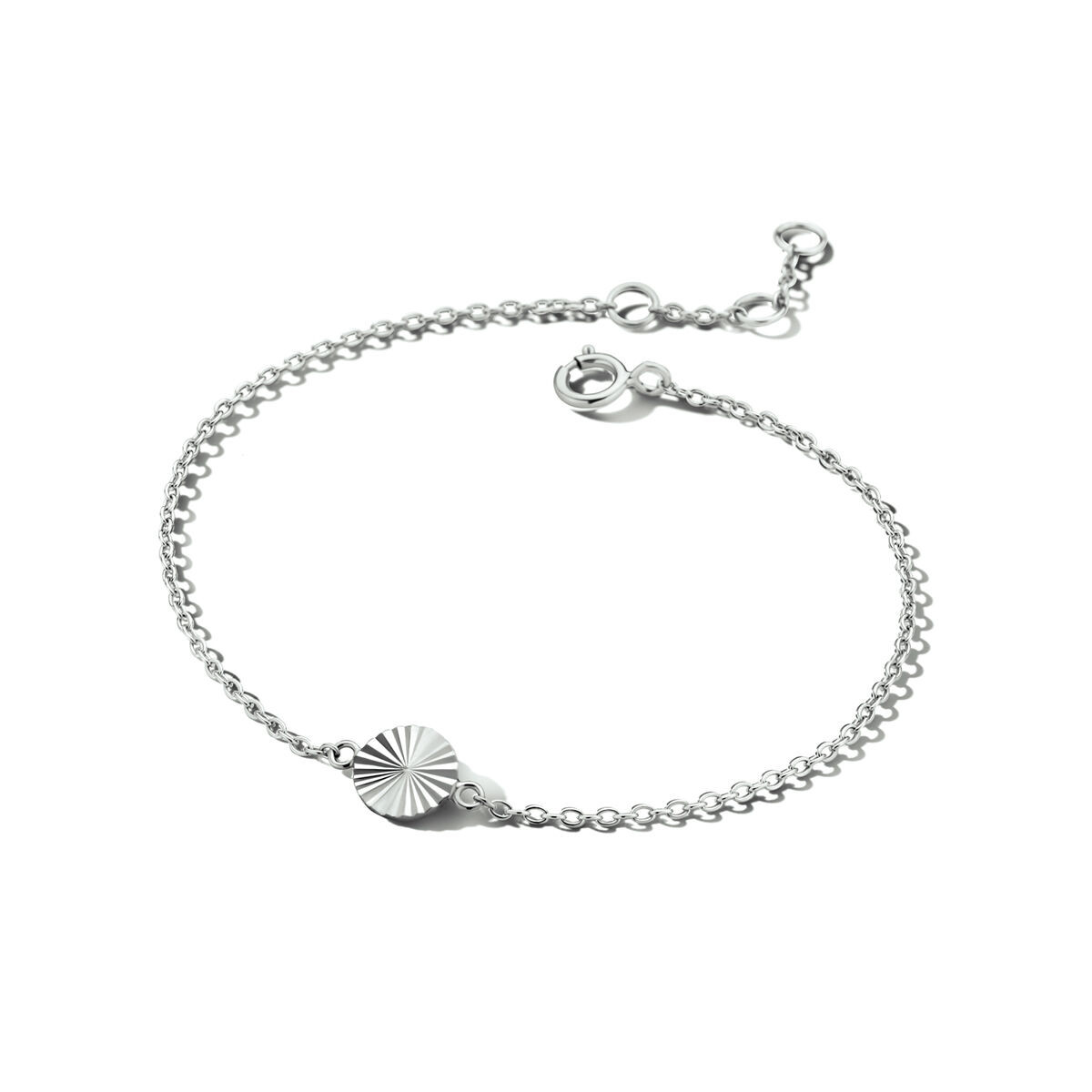 Zilveren armband met gediamanteerd rondje 16.5-18.5 cm