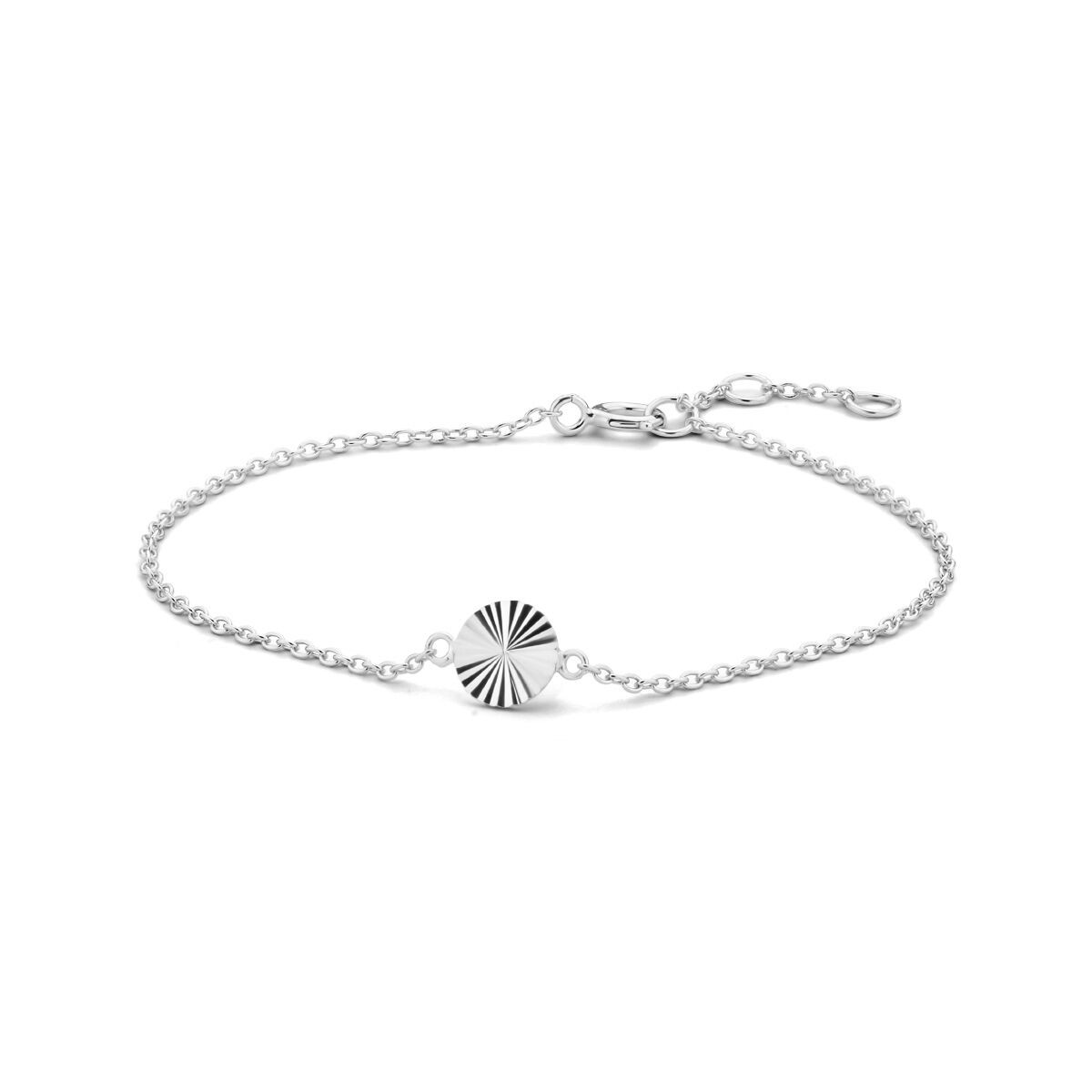 Zilveren armband met gediamanteerd rondje 16.5-18.5 cm
