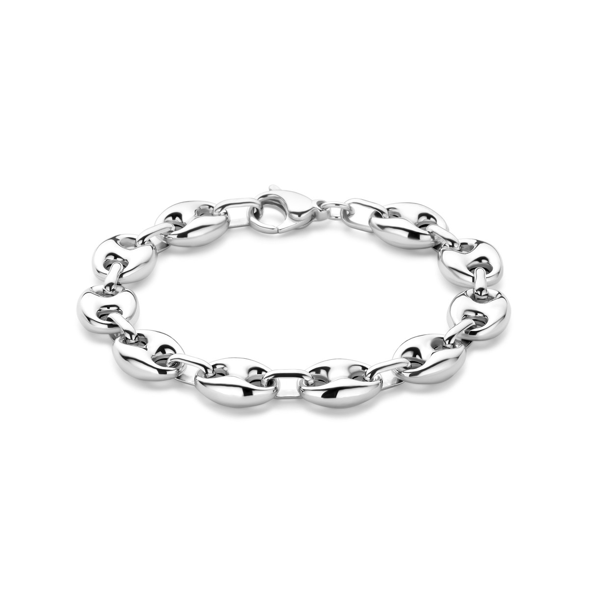 Zilveren armband met koffieboon schakel 11 mm breed - Lengte 20 cm