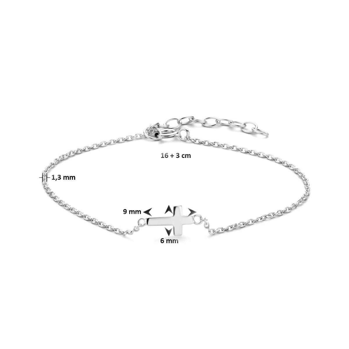 Zilveren armband met kruisje 16-19 cm