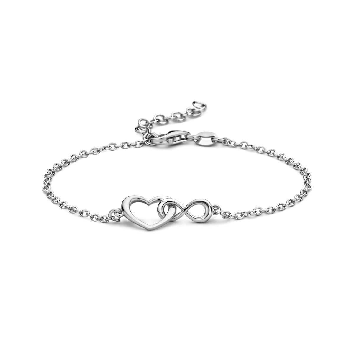 Zilveren armband met open hartje en infinity - Lengte 16 + 3 cm