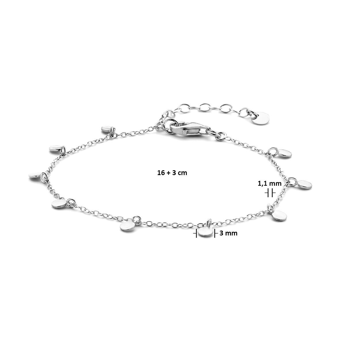 Zilveren armband met rondjes 16-19 cm
