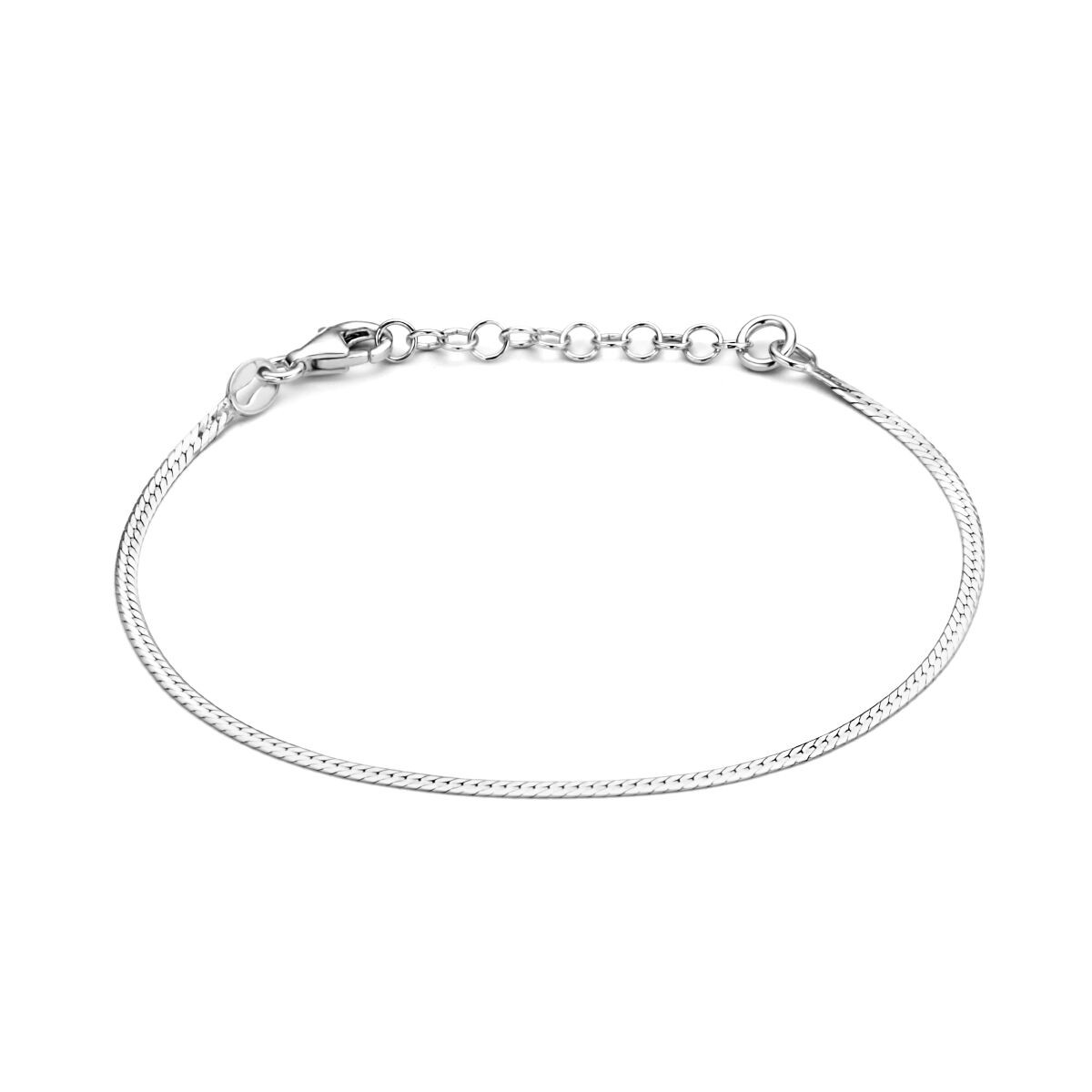 Zilveren armband platte schakel 1.7 mm 16-19 cm