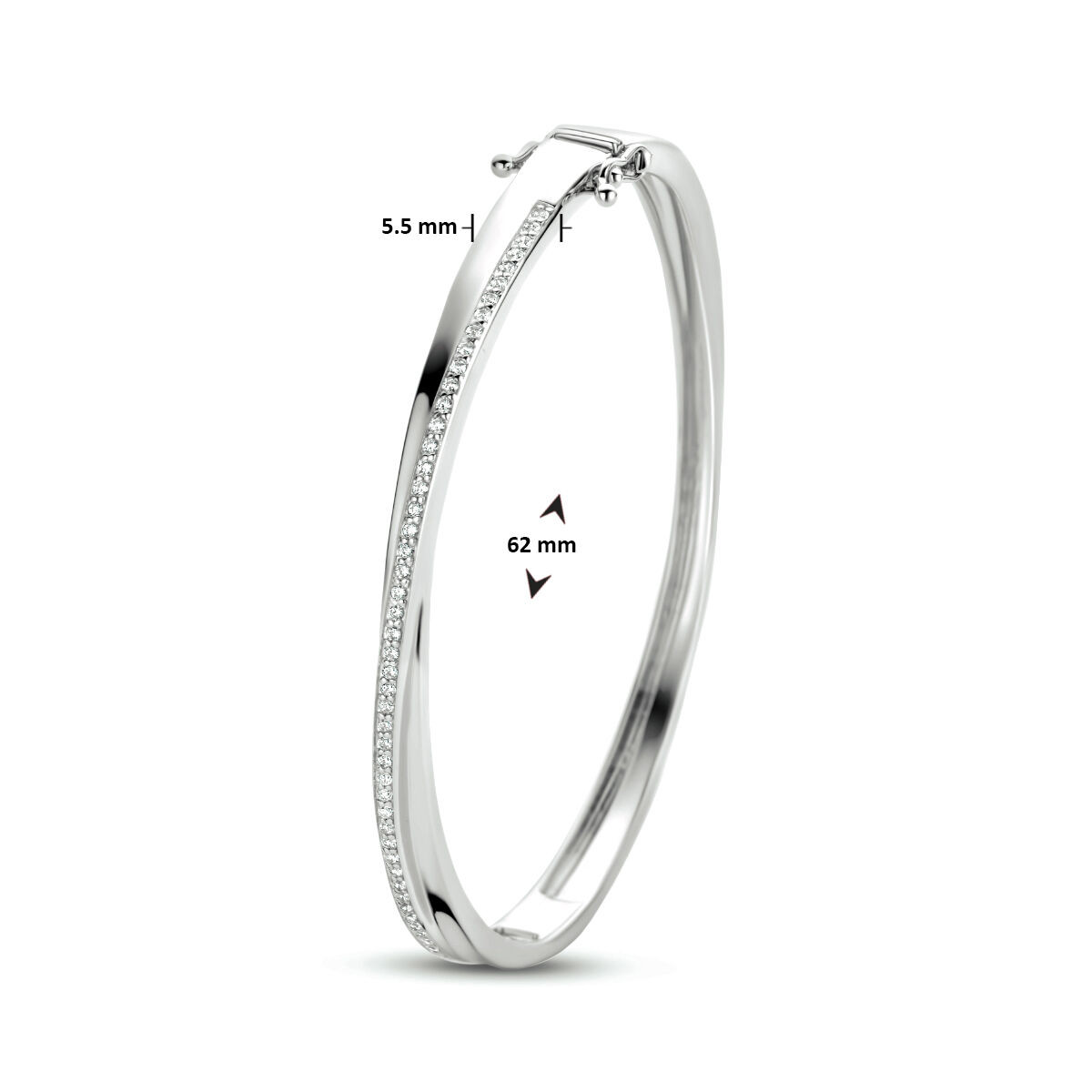 Zilveren bangle met zirkonia 5.5 mm 62 mm