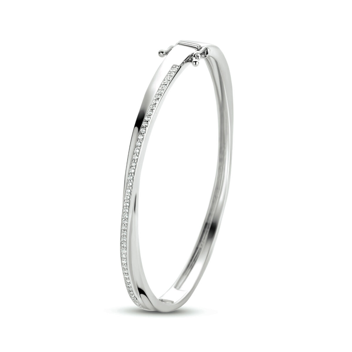 Zilveren bangle met zirkonia 5.5 mm 62 mm