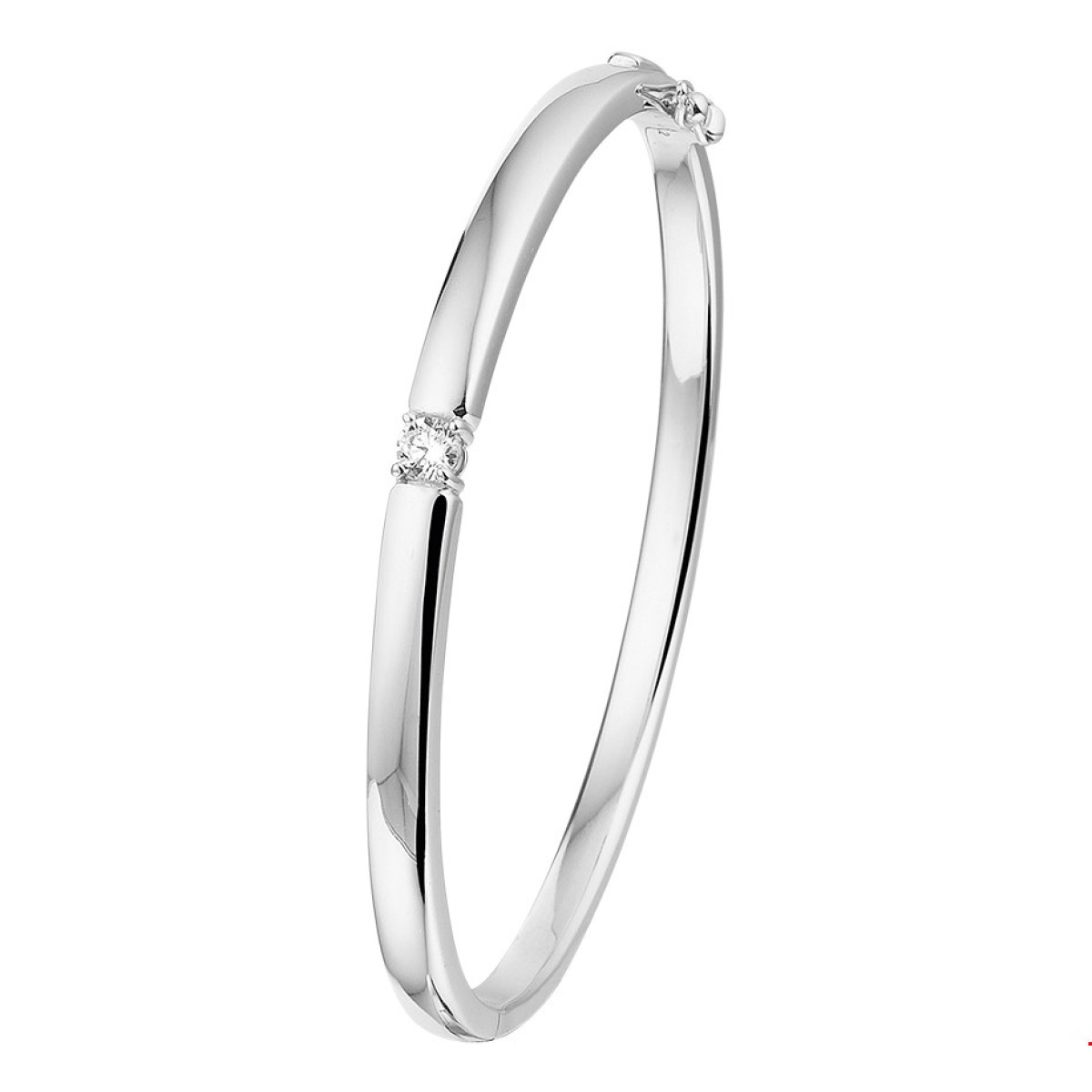 Zilveren bangle scharnier zirkonia 4.5 x 60 mm