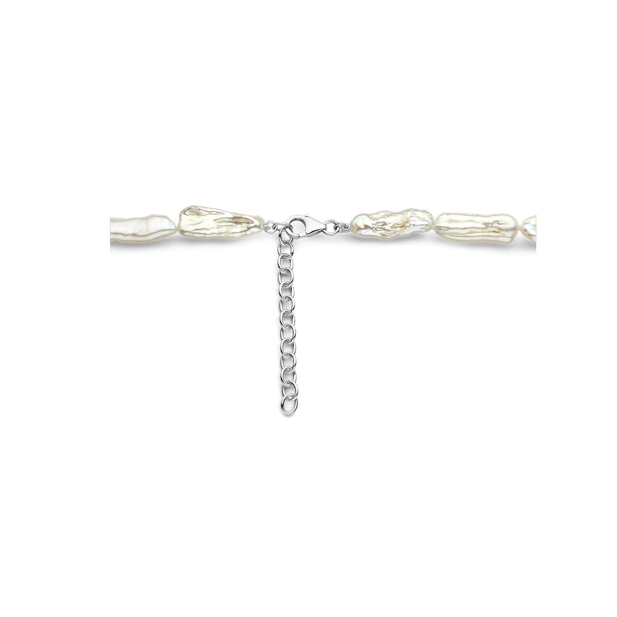 Zilveren barokke parelketting voor heren - Lengte 50-55 cm