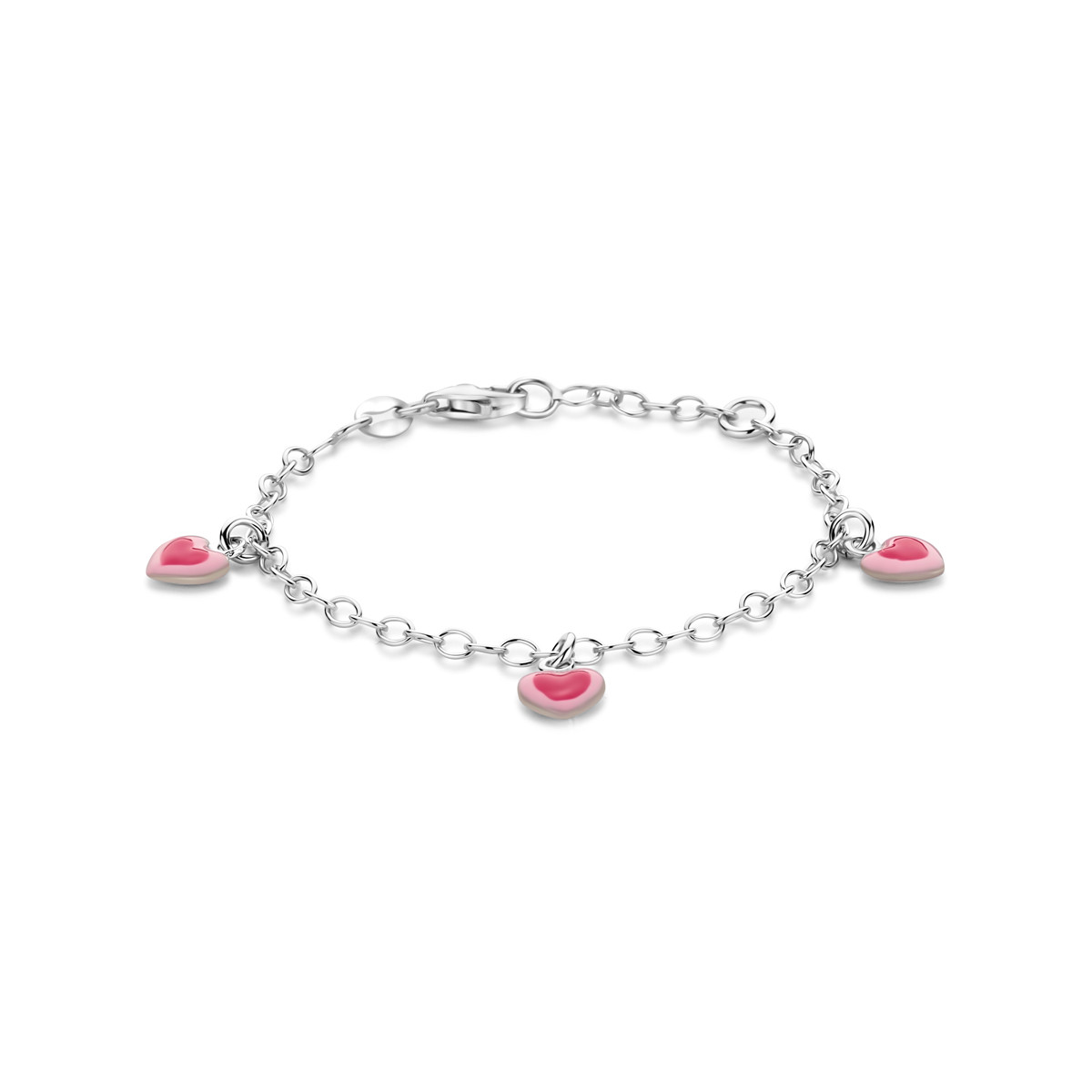 Zilveren bedelarmband met hartjeshangers 7 mm breed - Lengte 13-15 cm