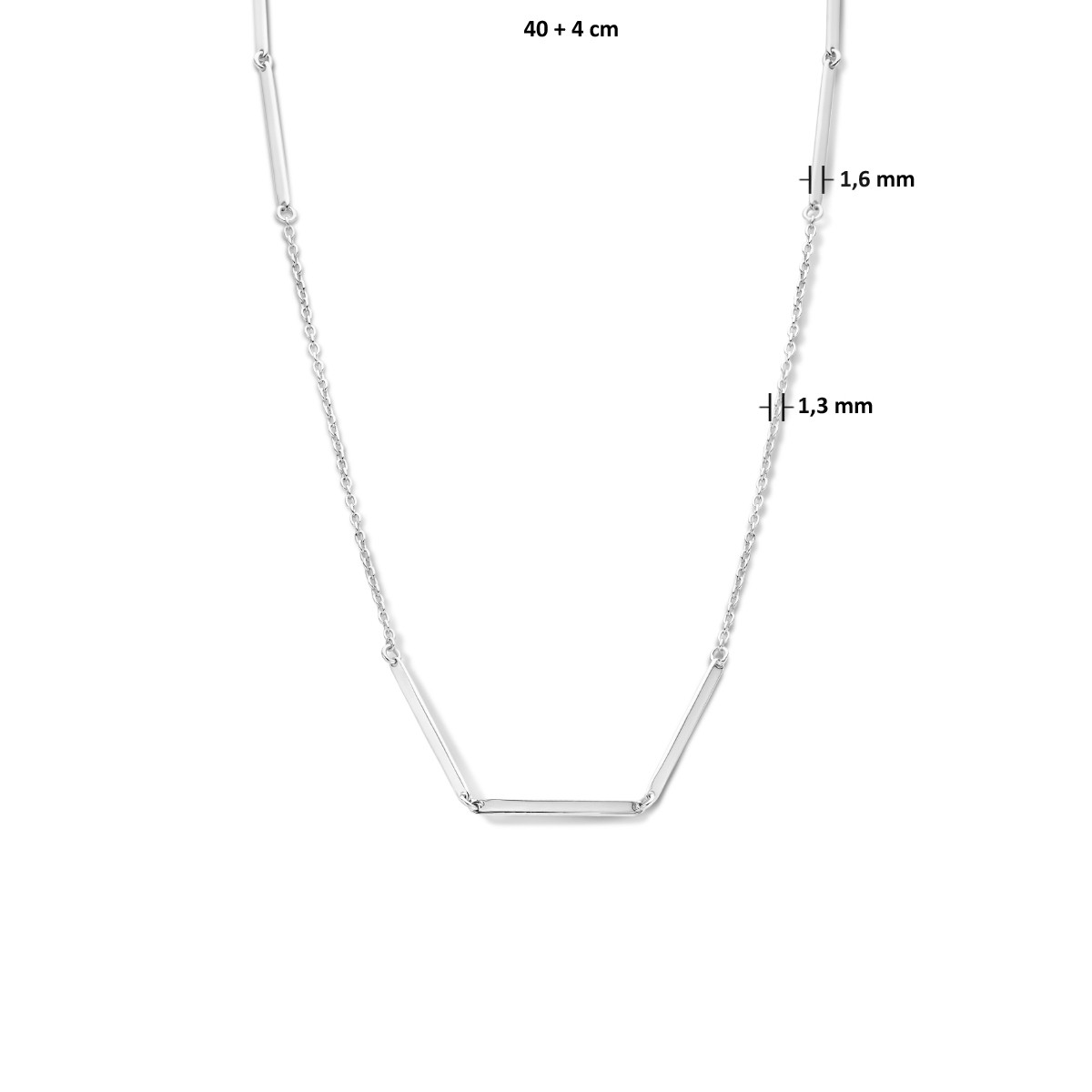 Zilveren collier met balkjes